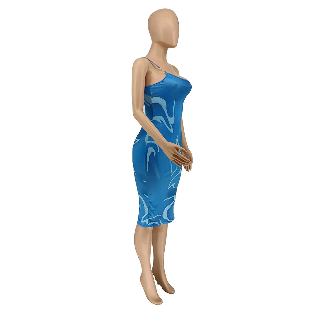 JY040 Fashion Blue Sexy Maxi Elegant Casual Dresses Club Dresses  Summer Dress Womens Clothing