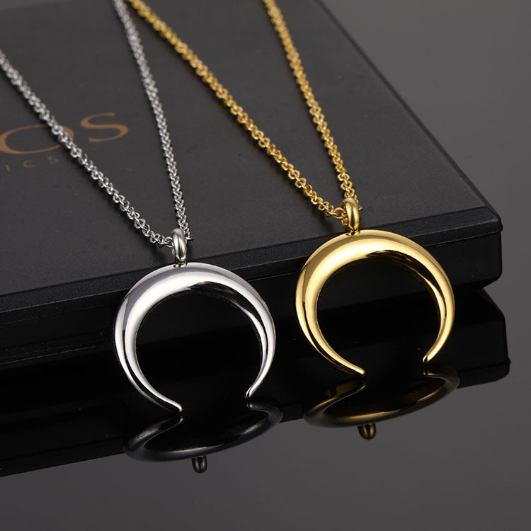 Women Dainty  Jewellery Jewelry Stainless Steel Gold Plated Moon Necklace