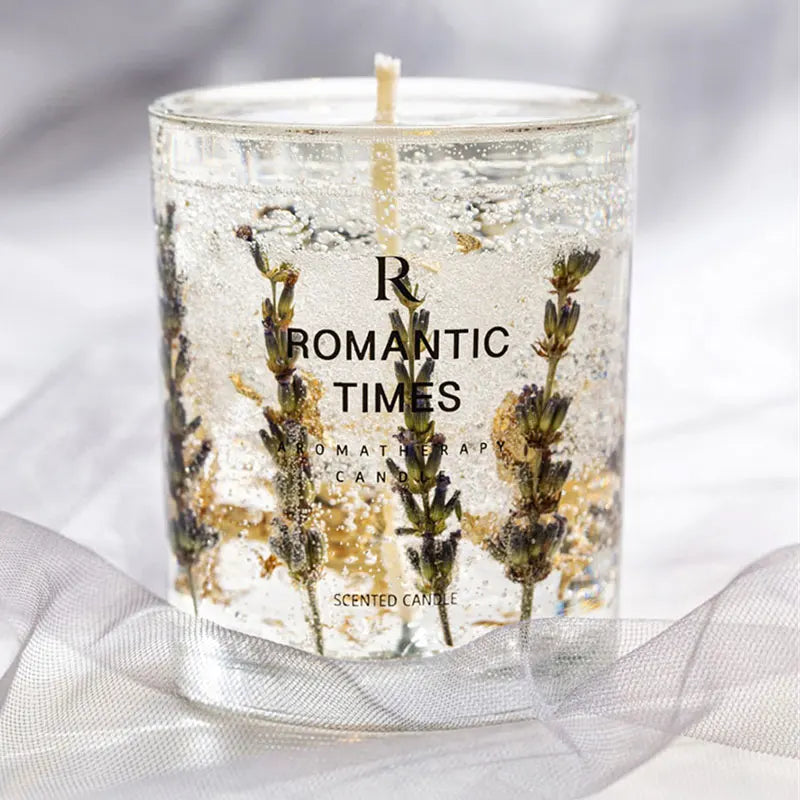 Flower Fruit Essential Oil Scented Candle Transparent Gold Foil Wedding Decoration Candle Smokeless Aromatherapy Home Candles
