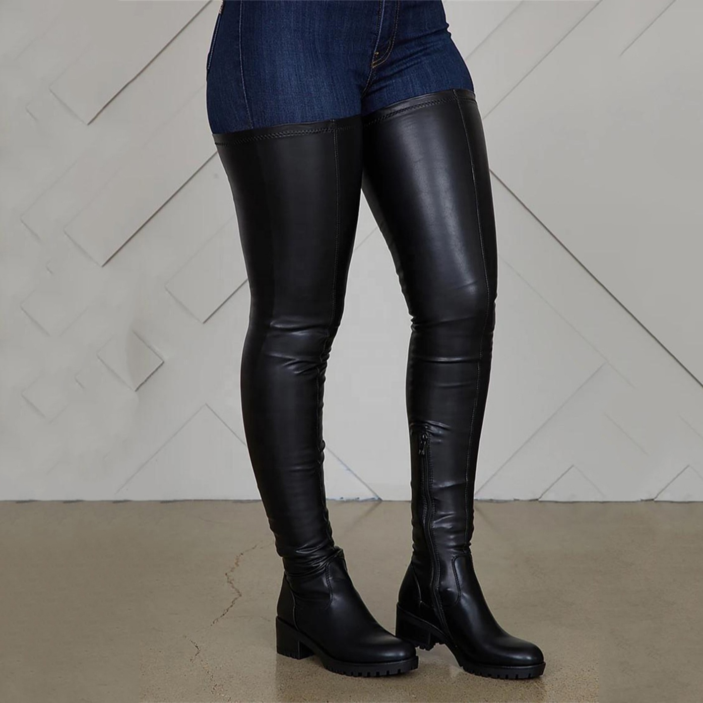 Drop Shipping 2021 New Autumn Winter Best Selling Long Tube Low Heeled Lady Winter Thigh High Boots Women's Boot Sock Boots