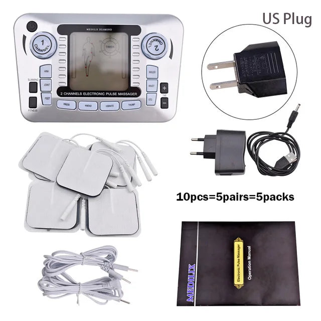 Electric Pulse Massager Tens EMS Muscle Stimulator 12Modes Digital Therapy Machine Massager Pain Relief Tool Health Care Machine