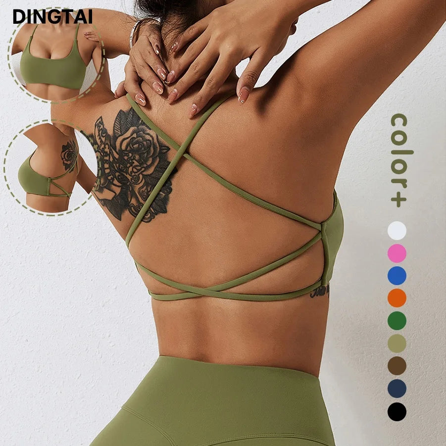 Hot Sex Girl Women Gym Activewear Sports Bra Gym Yoga Sports Bra Mint Crossed Back Tops