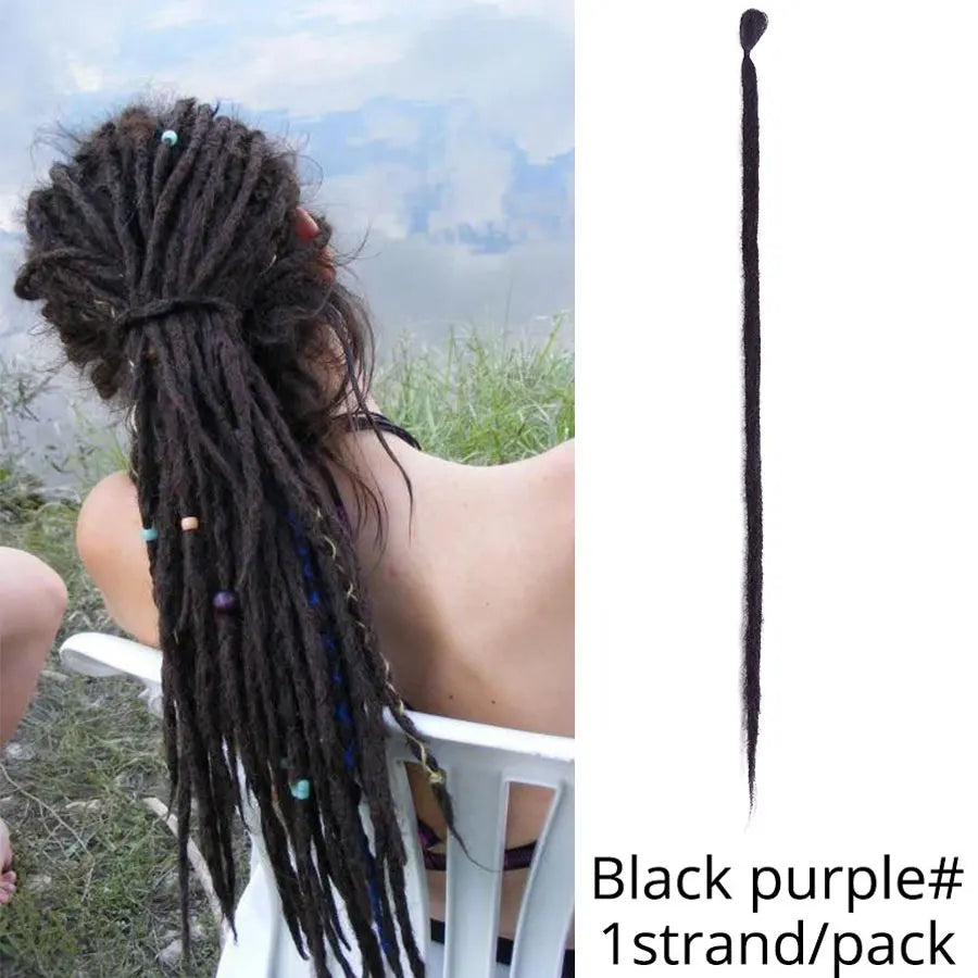 Leeons Synthetic Hair Handmade Dreadlocks Hair Extensions Crochet Hair Black Brown 1 Strands Dreadlock for Women and Men 20 Inch