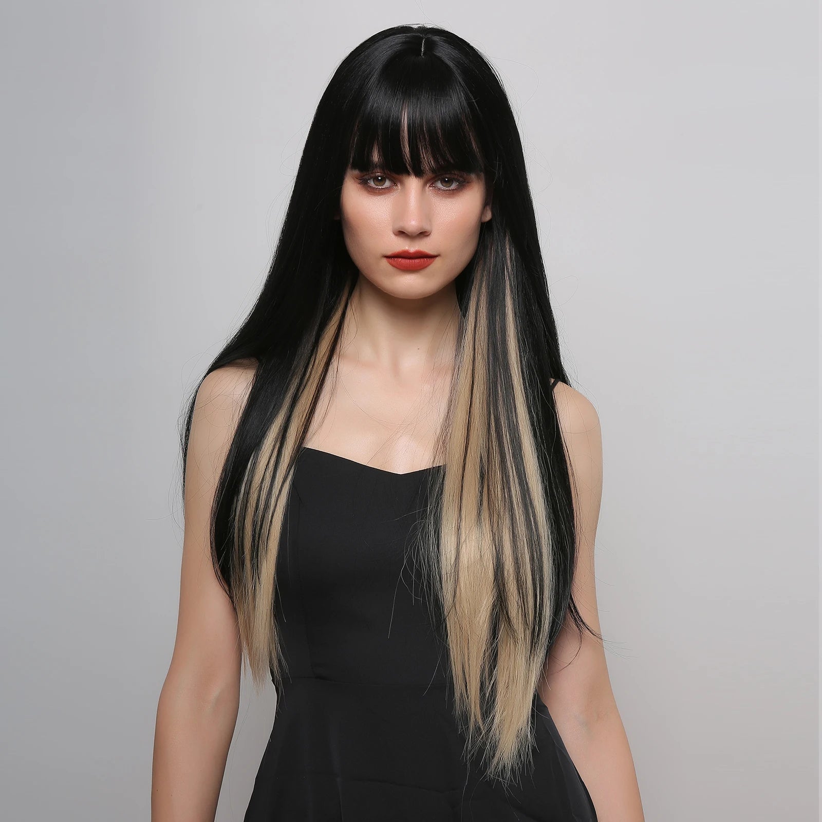 Two-Color Gradient Clip Hair Extension 24" Synthetic Wig Band Clip Clip in Hair Extensions