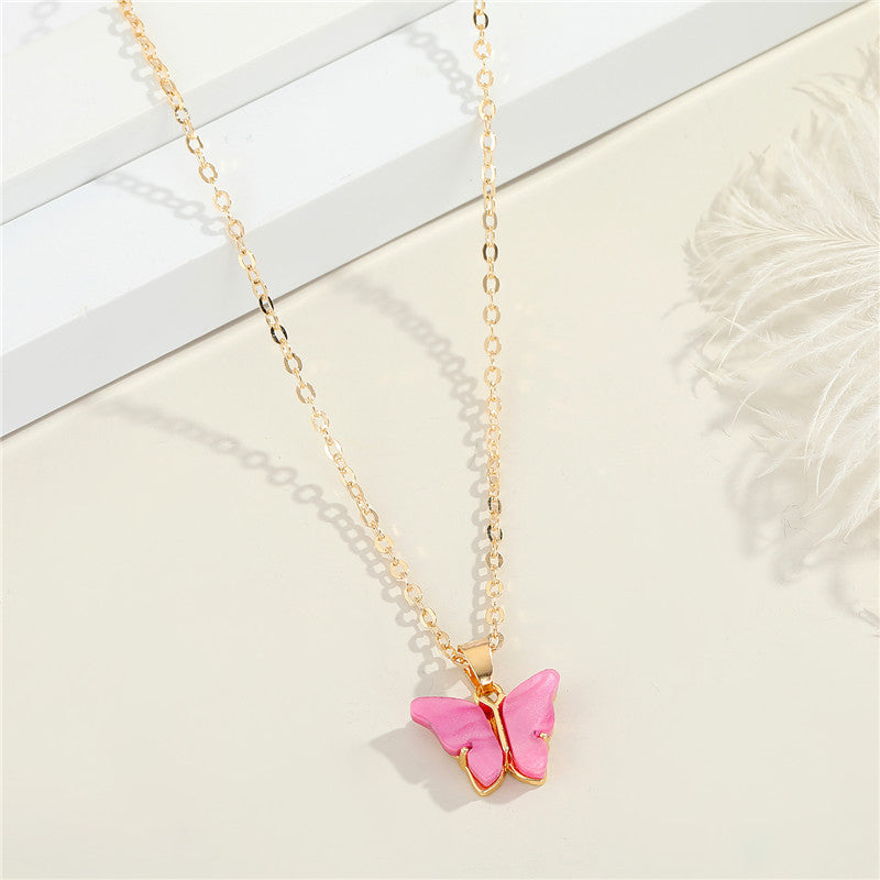 Wholesale Women Fashion Accessories Gold Plated Colorful Girlfriend Gift Butterfly Design Jewelry Women Jewellery Necklace