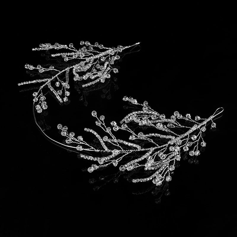 Elegant Bridal Wedding Hair Accessories Crystal Pearl Flower Girl Headband Ribbon Headpiece Hair Jewelry Accessories