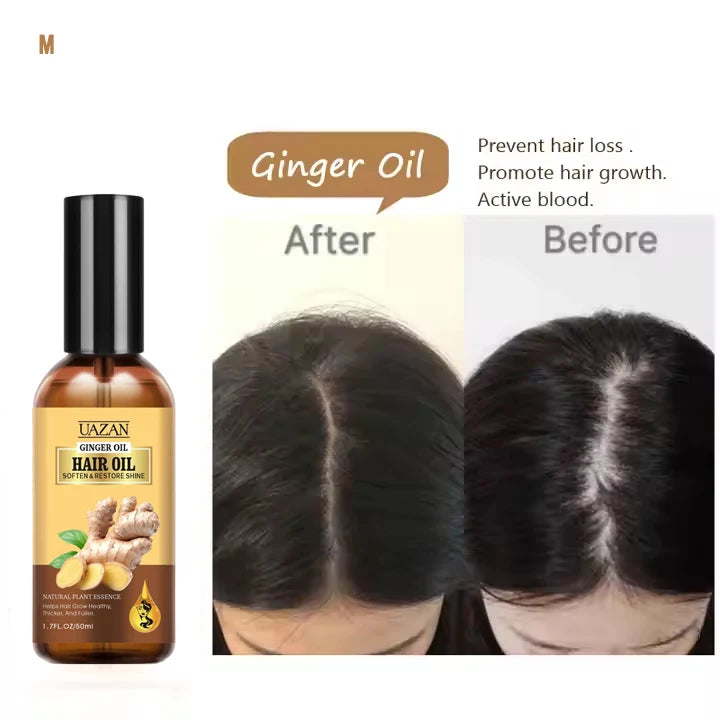 Wholesale 50ml UAZAN Organic Ginger Hair Care Serum Nourishing Scalp Repair Breakage Anti Hair Loss Ginger Hair Growth Oil