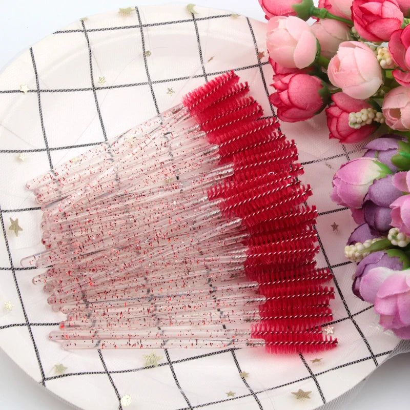 SHIDISAHNGPIN New Disposable 5/50Pcs Crystal Eyelash Makeup Brush Diamond Handle Mascara Wands Eyelash Extension Makeup Tool - My Store