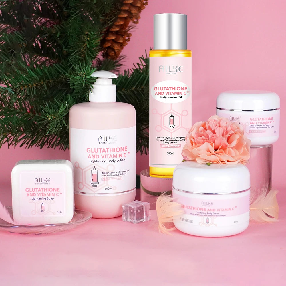 Private Label Face Body Care Moisturizer Whitening Cream Serum Lotion Soap Black Skin Women Skin Care Products Set Kit