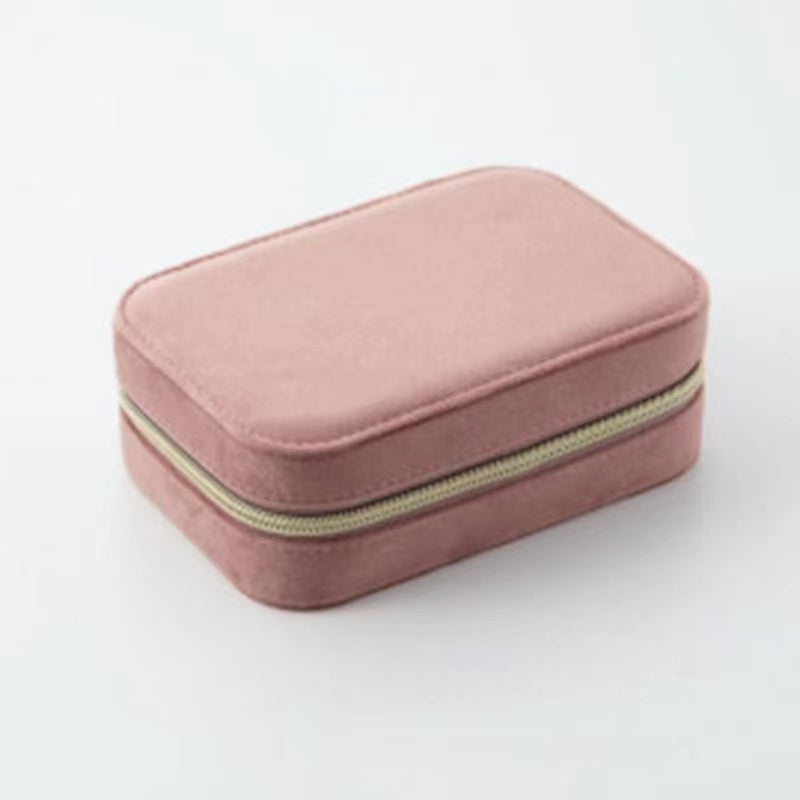 Travel Jewelry Box Ladies Velvet Jewelry Storage Box Zipper Travel Jewelry Organizer