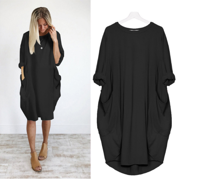 Loose Oversized Womens Dresses Summer Baggy Pockets Dresses Women Casual Knee Length Womens Dress 2020