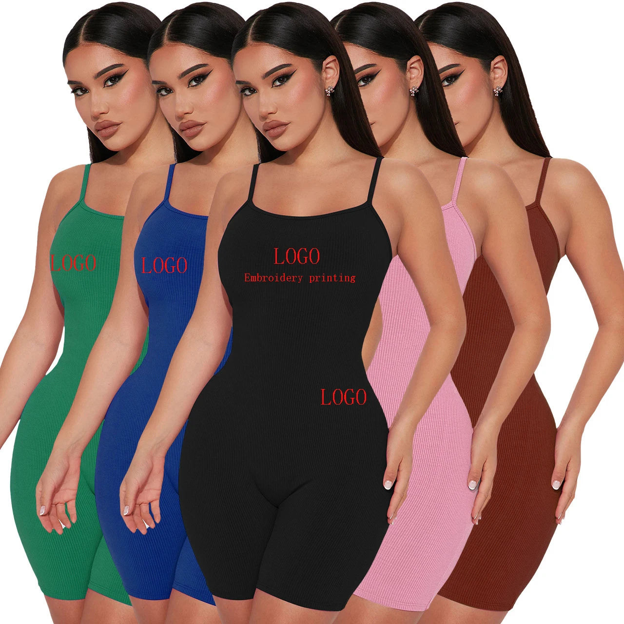Women's Clothing Sexy Sling Custom Gym Workout One Piece Jumpsuit Women Sleeveless Bodycon Jumpsuits Playsuits - My Store