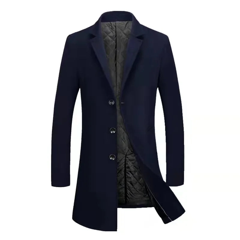Long Winter Plus Size Men's Coats Hip Hop Men Plain Loose Slim Fit Comfortable Stylish Coat Trench Coat