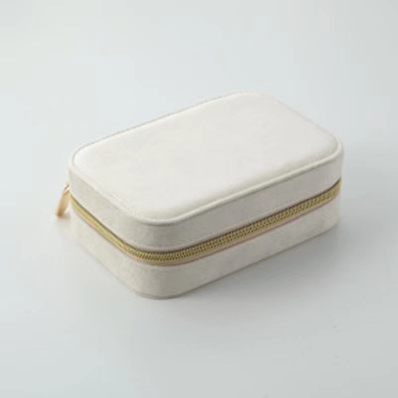 Travel Jewelry Box Ladies Velvet Jewelry Storage Box Zipper Travel Jewelry Organizer