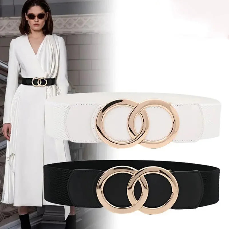 65 Style New Korean Windbreaker Elastic Wide Women Waistband a Variety Alloy Buckle Retro Belt All-Match Dress Women Accessory