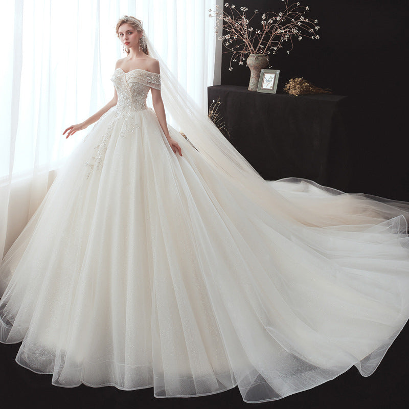 Plus Size High Grade Strapless French Tail Light Yarn Dress Wedding Dresses Women Wedding - My Store
