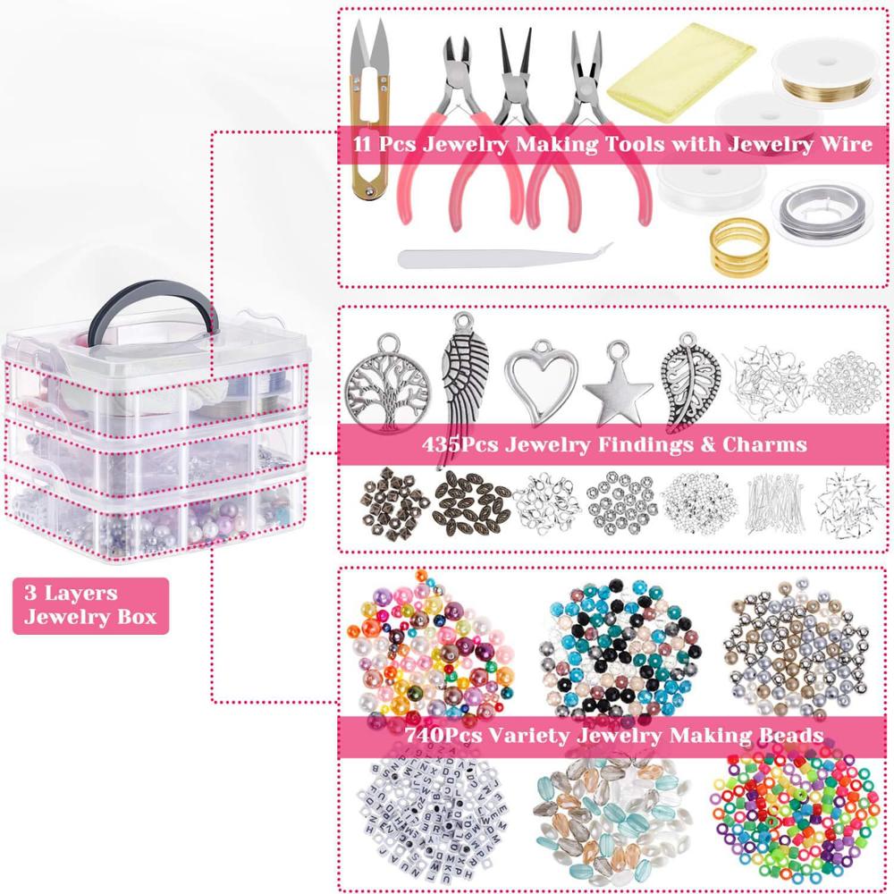 3 Layer 1186PCS Jewelry Making Supplies Jewelry Accessories Bead Wire Tools of Jewelry Finding