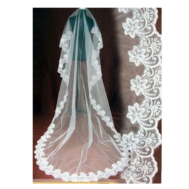 Wedding Bridal Veil 3 Meters 5 Meters Long One Layer Veil Ivory White Elegant Wedding Accessories Velos De Novia Voile De Mariee - My Store