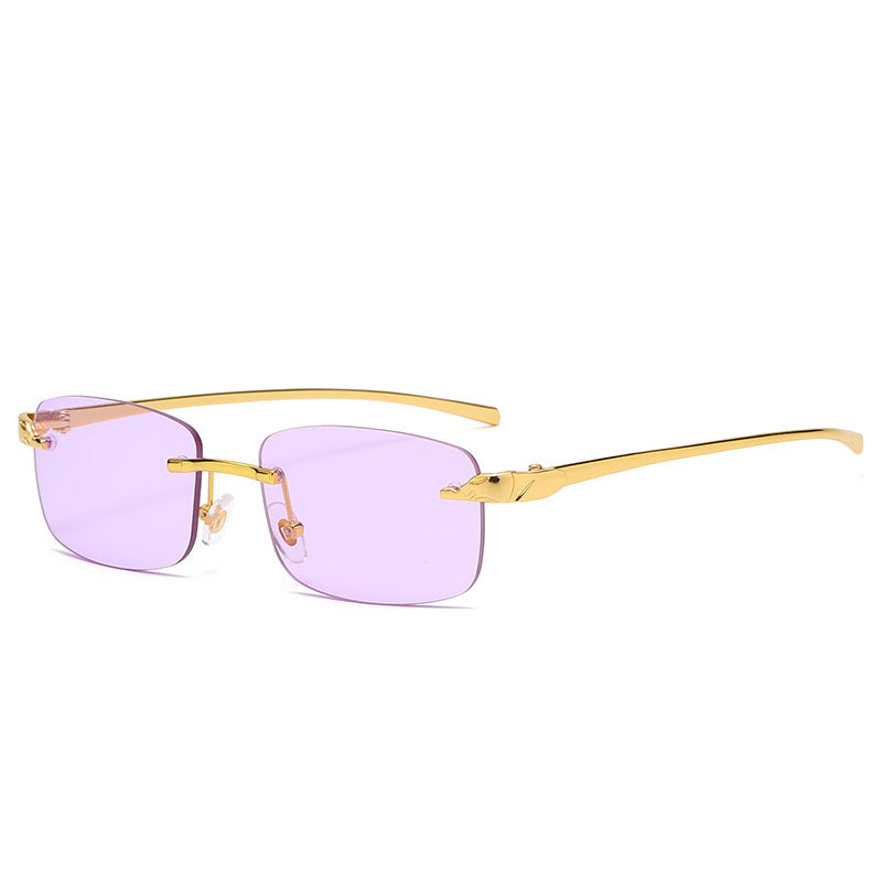Wholesale Men Fashion Sunglasses Metal Sun Glasses Cheetah Designer Glasses Rimless Lens Vasos Multicolor Sunglass Shades