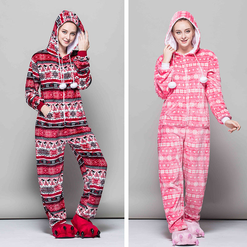 New Christmas Pajama Winter Pyjamas Women Sleepwear Christmas Pajamas Custom Print Adult Onesie