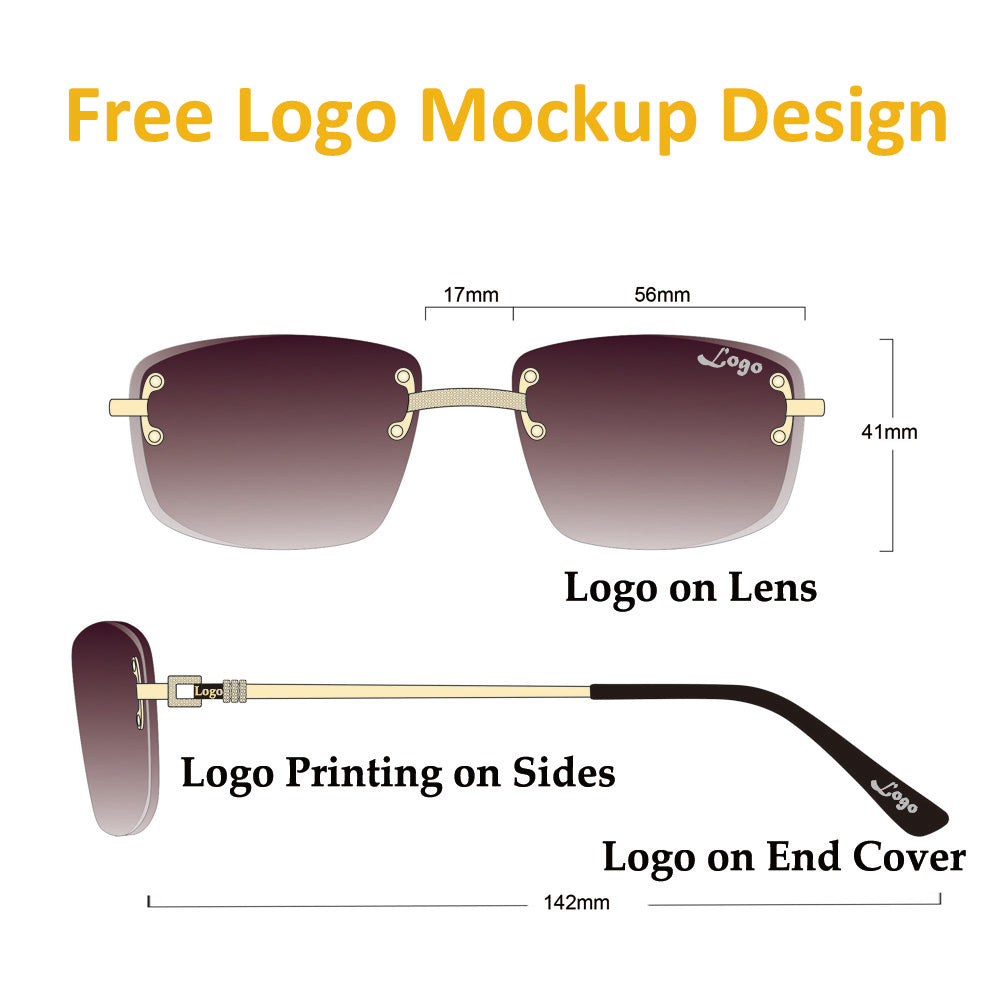 HBK 2022 Fashion Rimless Glasses Frames Luxury Frameless Sun Glasses Sunglass Woman 2021 Rimless Sunglasses Mens