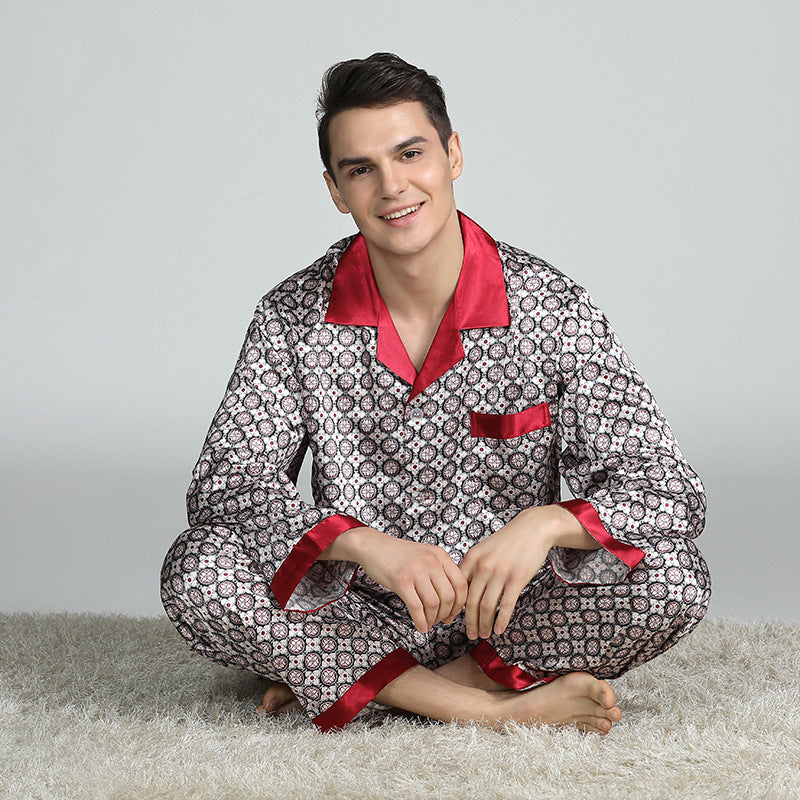 TG042 Fall Men S Pajama Pants Set Luxury Woven Pajamas Comfortable Casual Plus Size Sleepwear