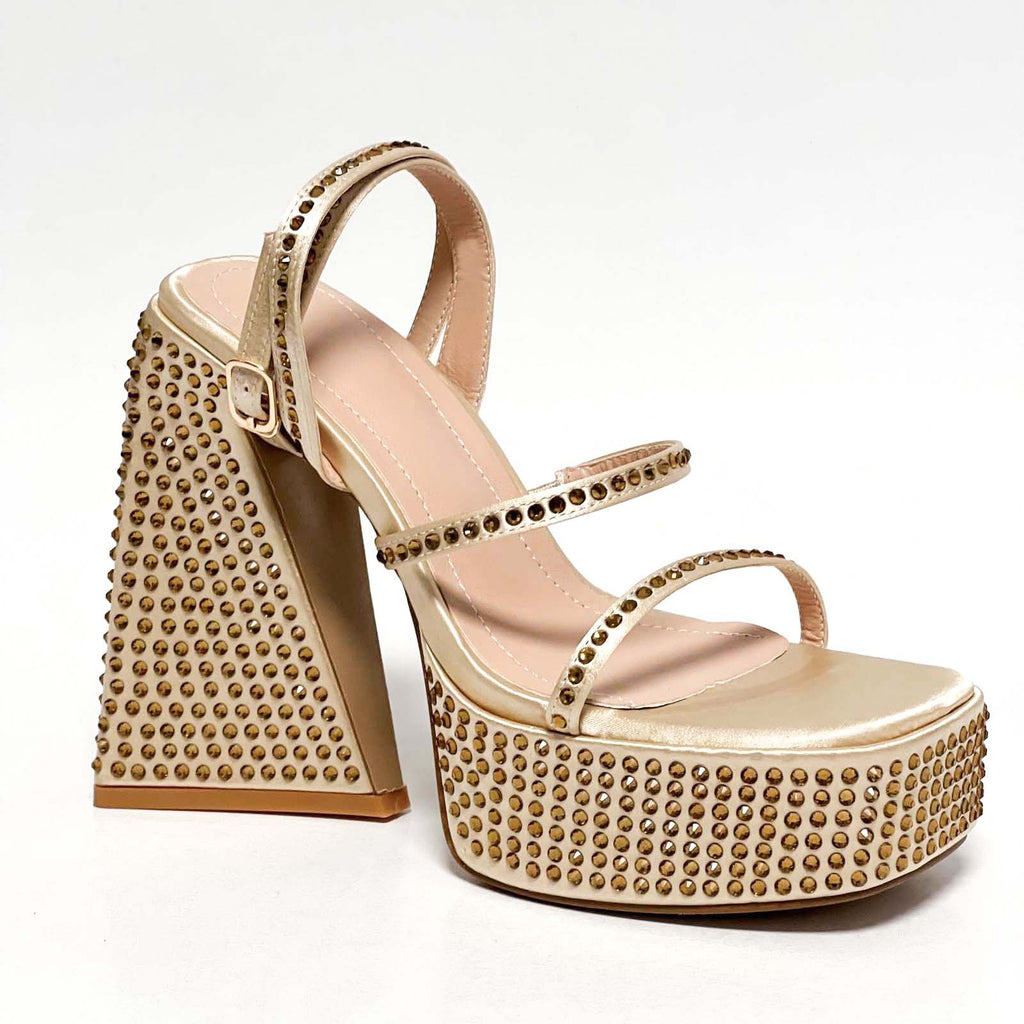 Sh11322a Chunky Heel Women.shoes High Heels Newest Bling Diamond Heels