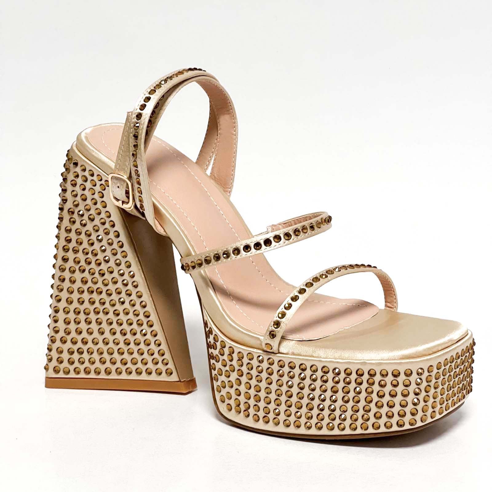 Sh11322a Chunky Heel Women.shoes High Heels Newest Bling Diamond Heels