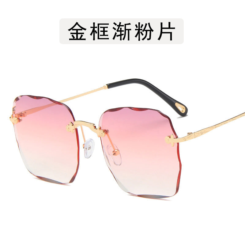 2021 Fashion Luxury Polarized Custom Sunglasses Retro Vintage Tinted Rimless Sunglasses Big Frame Sunglasses