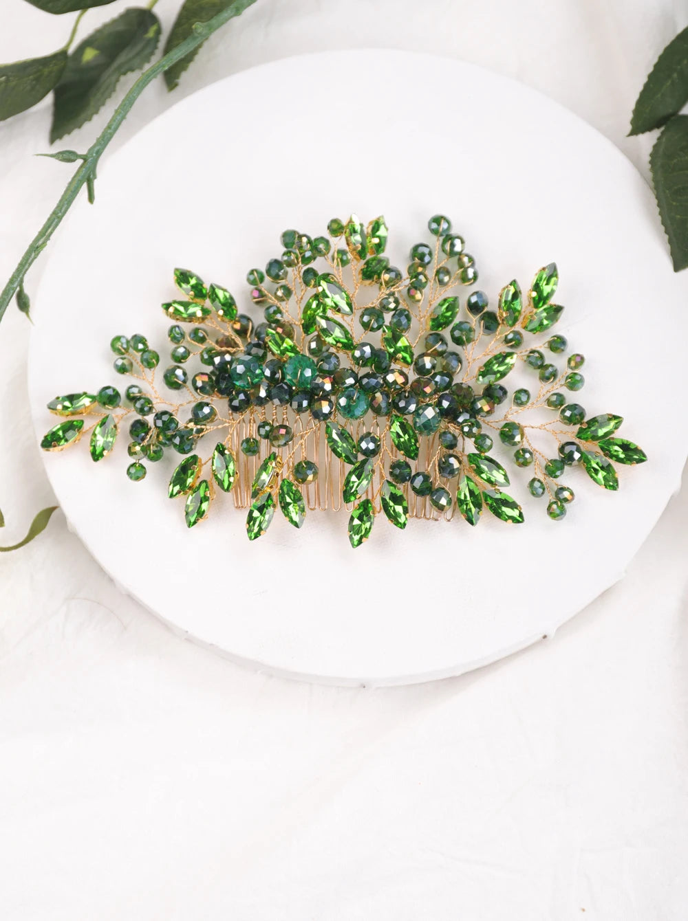 Bohemian Black Red Green Crystal Women Hair Combs Bridal Hair Accessories Wedding Hair Jewelry Head Decoration Hair Ornament
