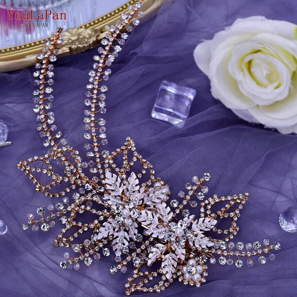 YouLaPan HP254 Wedding Hair Accessories Bridal Delicate Wire Headband Women Headpiece Bridal Handmade Crystal Hair Accessories