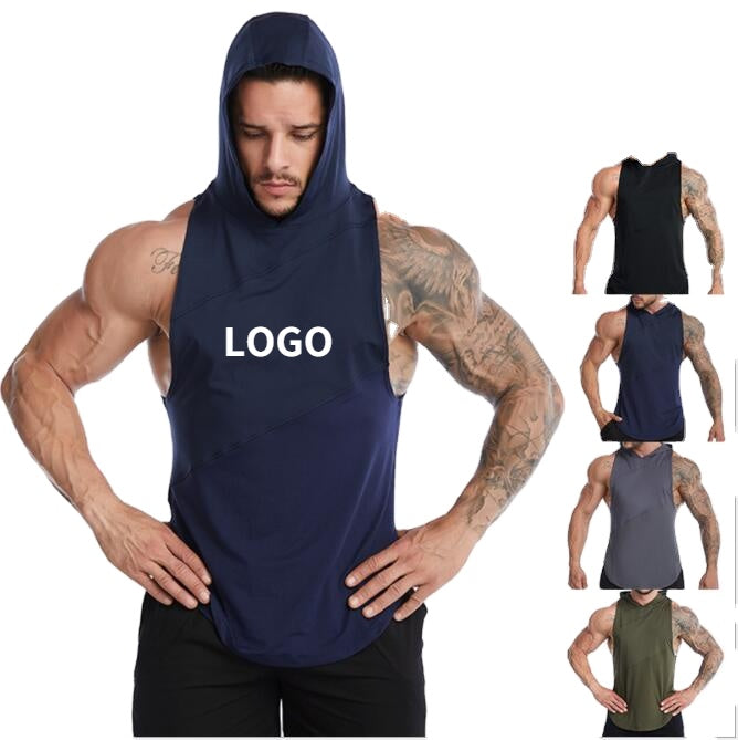 Vedo Sport Vest Dropshipping Custom Logo Polyester Sportswear Workout Fitness Custom Vests Muscle Hooded Tank Top GYM Activewear
