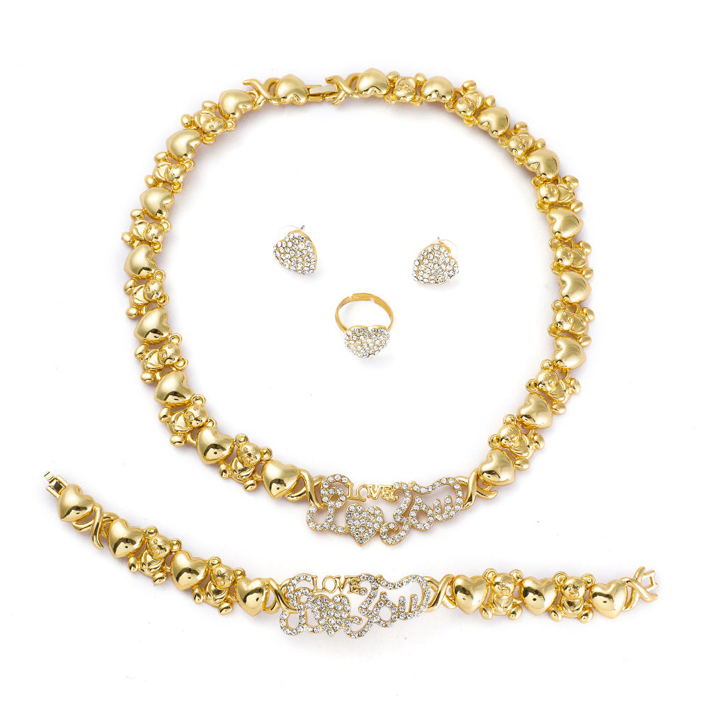 Jewellery Lady 14K Gold Filled Jewelry Sets for Women Bracelets Necklaces With Earrings Gifts