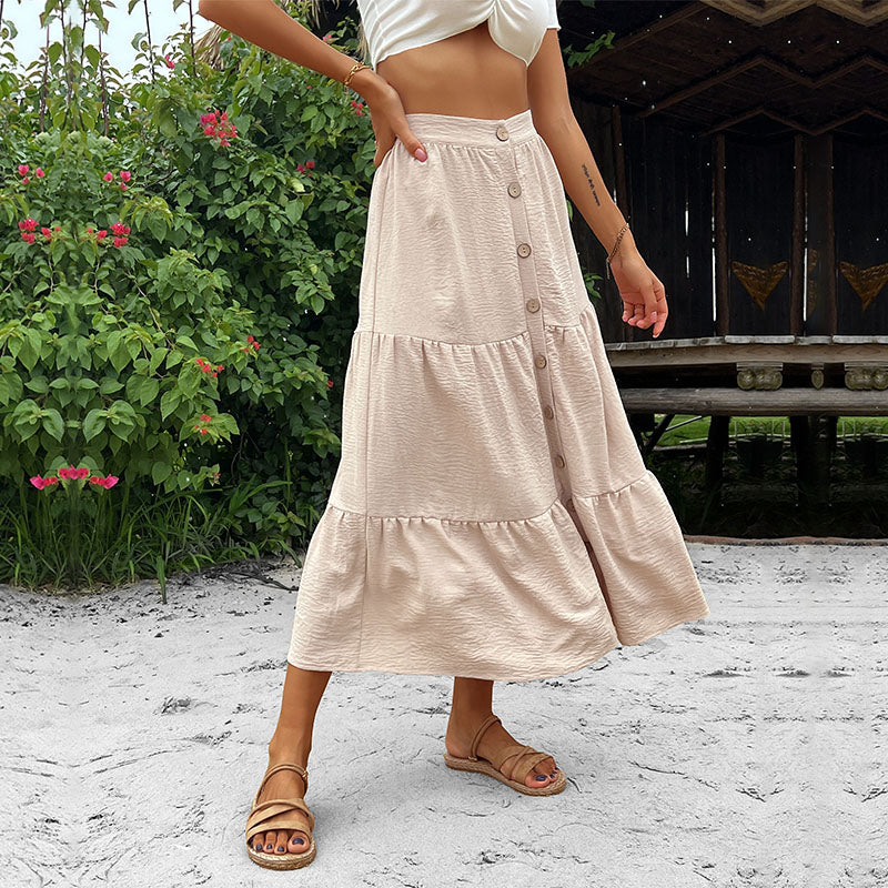 High Quality Brand New Long Skirts 2023 Spring Casual Maxi Skirt Women Cascading Ruffle Ankle Length Skirts