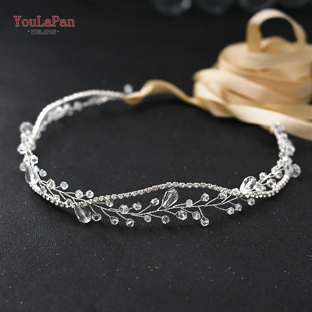 YouLaPan Crystal Belt for Wedding Dress Belt Ivory Flower Wedding Dress Sash Belt Silver Belts for Women Waist Band SH93