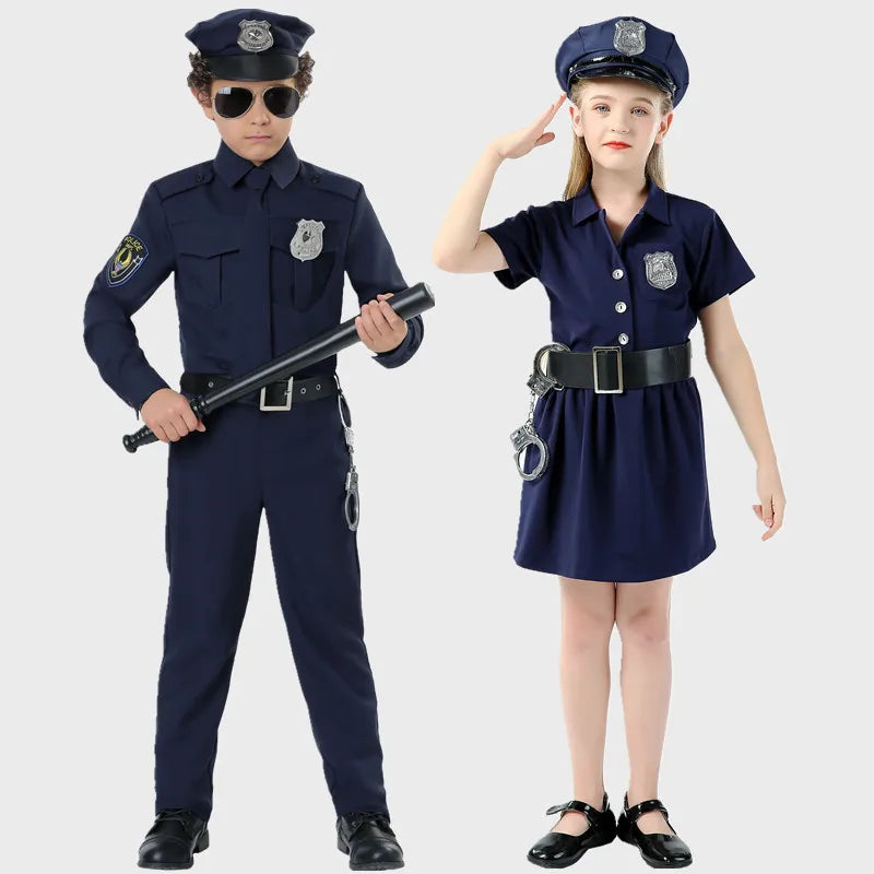 Black Cat Sheriff Kindergarten Performance Cosplay Stage Costume Children's Police Uniform Polyester Unisex for Children