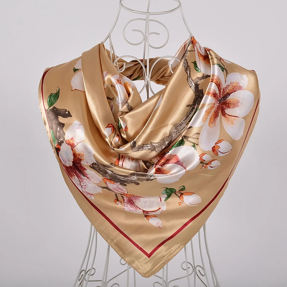 [BYSIFA] Hijab Scarf New Black Women Silk Square Scarf Shawl Luxury Brand Winter Scarves Kerchief Spring Female Fall Head Scarfs