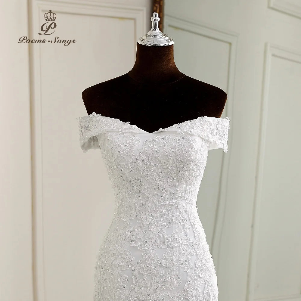 Customized Elegant Boat Neck Wedding Dresses for Women Mermaid Wedding Gowns Marriage White Dress Vestidos De Novia Bridal Dress - My Store