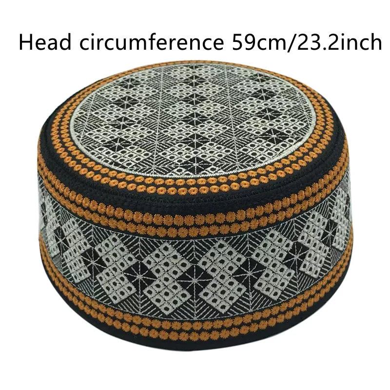 New Prayer Hats Cotton Embroidery Islamism Muslim Hat Islam Arabic India Jewish Hat Saudi Arabia Hats for Men Headscarf Clothing