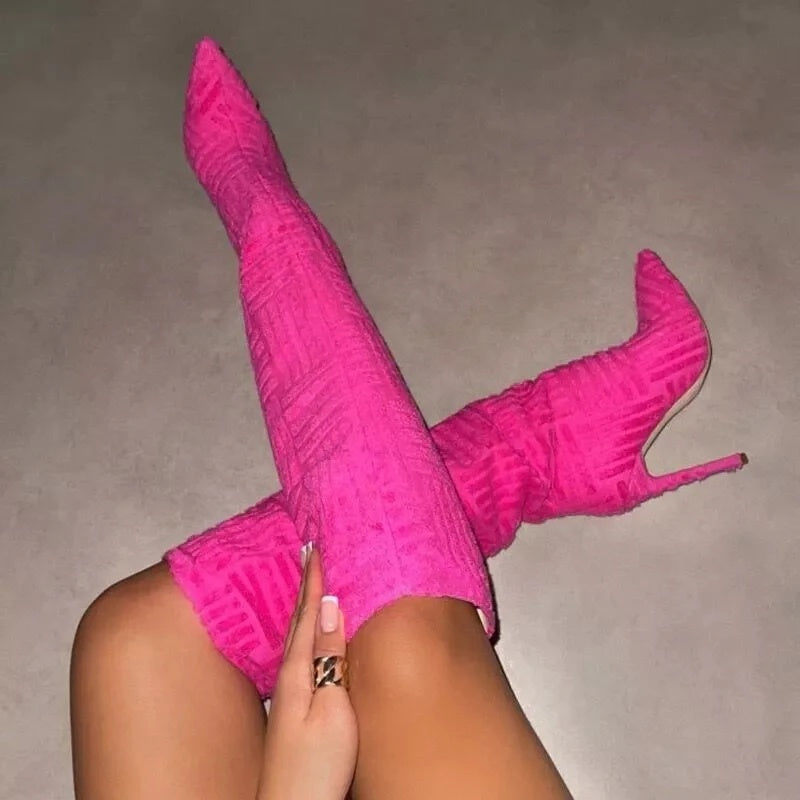 Cowinner Women High Stiletto Heel Boot Knee High Boots