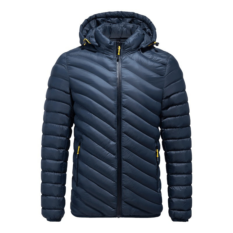 Fashion Latest Design  Custom Removable Hat Warm Cotton Coat  Men Winter Long Coats for  Man Coat