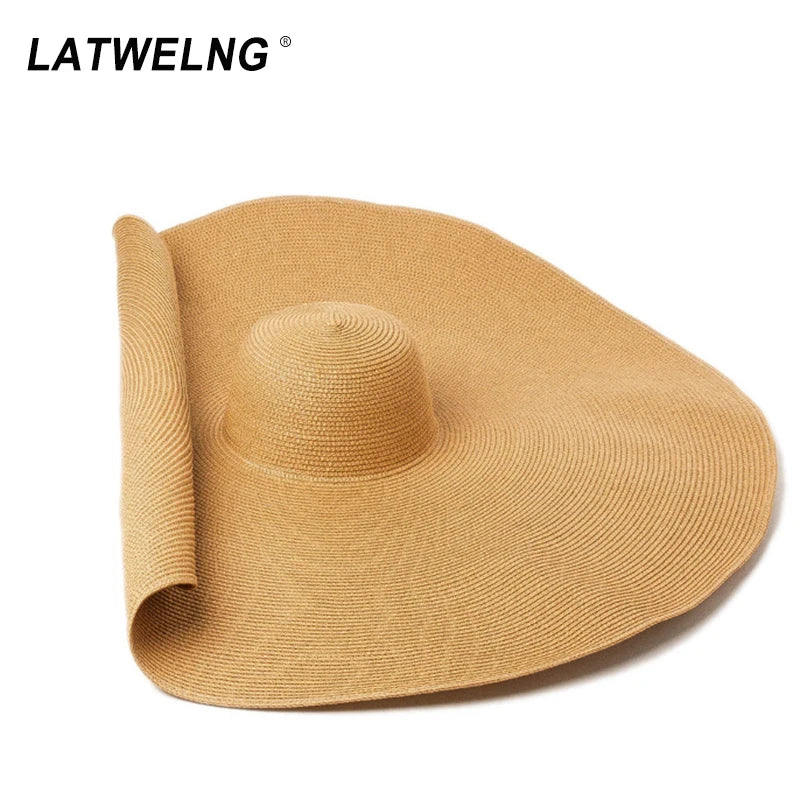 Super Bigger Brim Wide Straw Hats for Women Foldable Paper Beach Hat Summer Sun UV Hats Stage Cap Dropshipping Wholesale