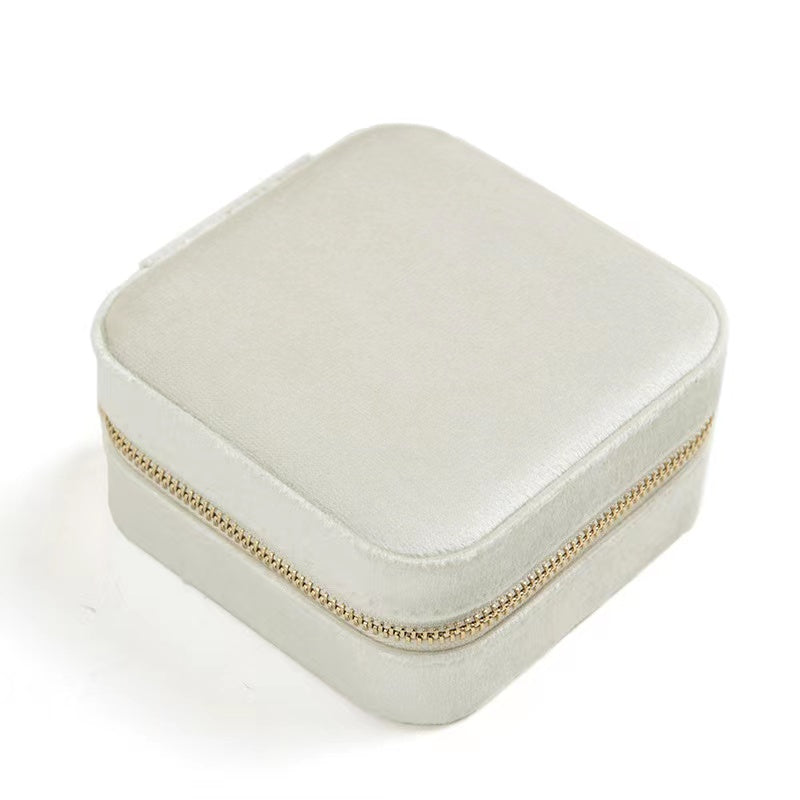 Travel Jewelry Box Ladies Velvet Jewelry Storage Box Zipper Travel Jewelry Organizer