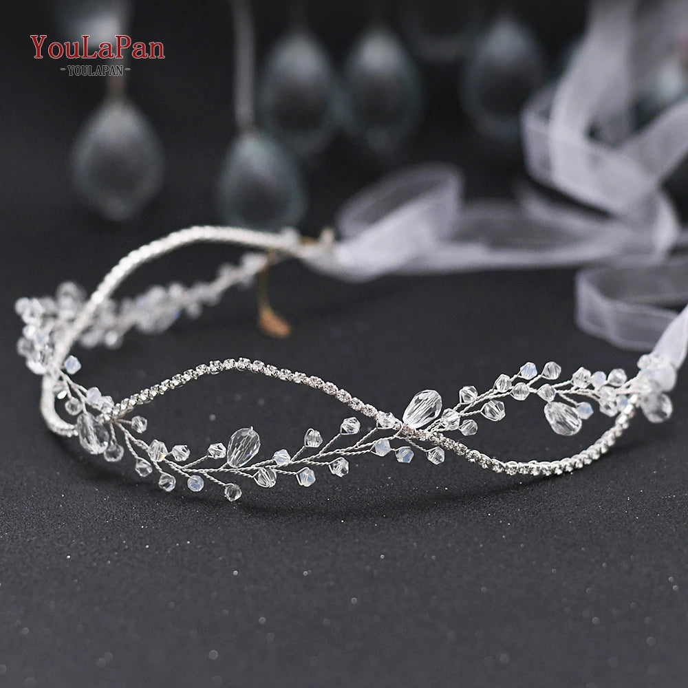 YouLaPan Crystal Belt for Wedding Dress Belt Ivory Flower Wedding Dress Sash Belt Silver Belts for Women Waist Band SH93