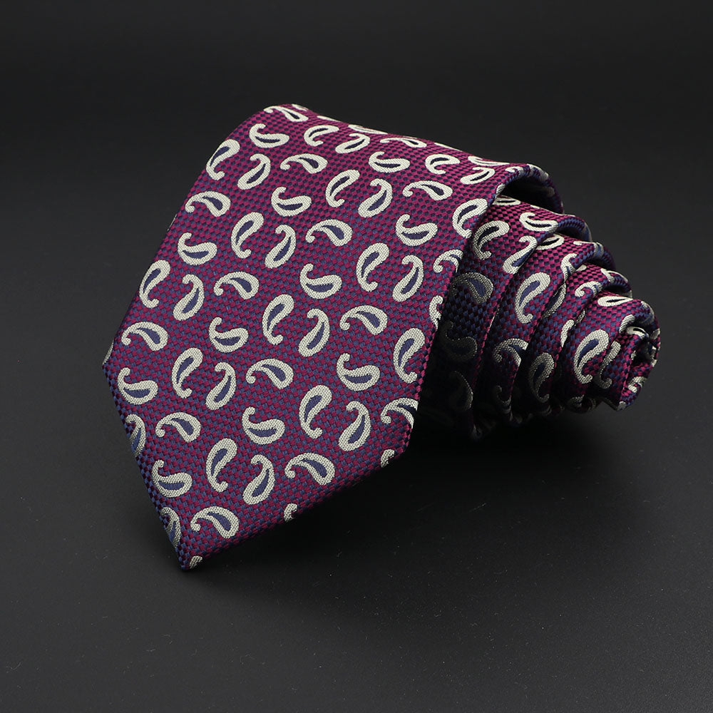 Men's Fashion Neckties Classic Stripe Red Navy Blue Business Formal Wedding Ties Jacquard Woven Solid Tie Polka Dots Neck Ties