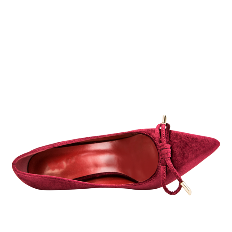 Velvet Slim Heel With Purely Pointed Toe Bowhigh Heels