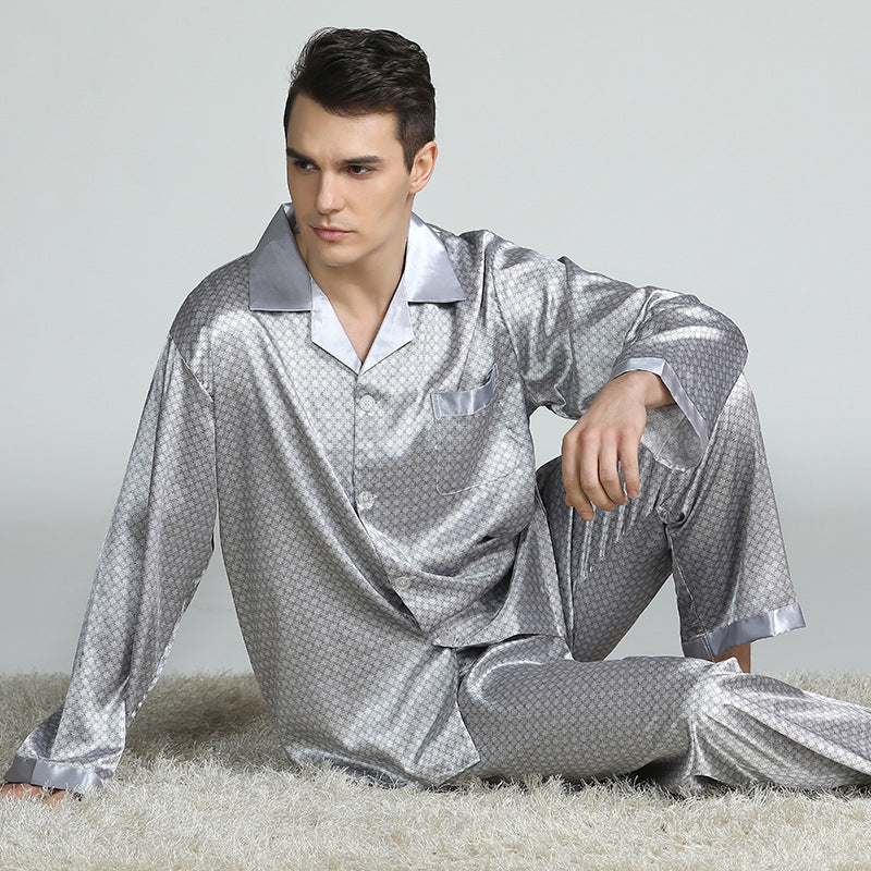 TG042 Fall Men S Pajama Pants Set Luxury Woven Pajamas Comfortable Casual Plus Size Sleepwear
