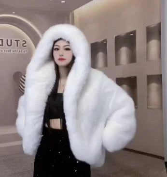Custom Thick  Faux Fur  Coats Women Faux Fox Fur Coats  Fur Women's Winter Coat