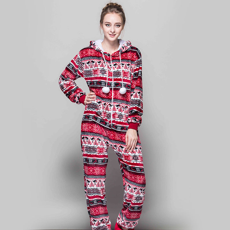 New Christmas Pajama Winter Pyjamas Women Sleepwear Christmas Pajamas Custom Print Adult Onesie