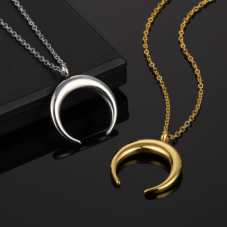 Women Dainty  Jewellery Jewelry Stainless Steel Gold Plated Moon Necklace